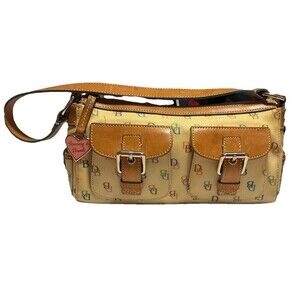 Vintage Y2K Dooney and Bourke Rainbow Baguette Signature Monogram Coated Canvas